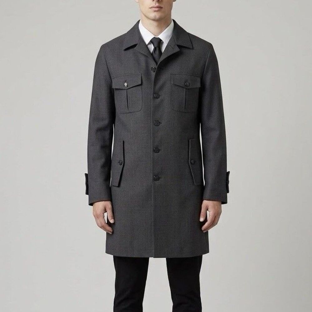Vintage Carmel Zhao Mens Medium Dark Charcoal Grey Jacket Coat Gorpcore Military